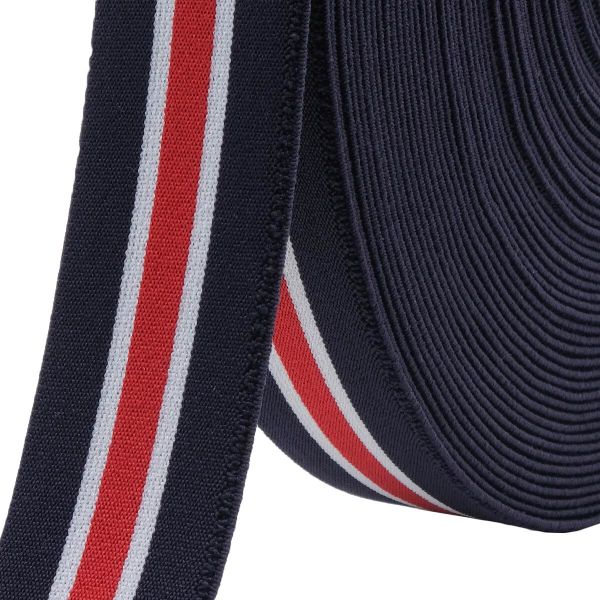 Резинка тканая 37.0 мм / 25 метров, т.синий/белый/красный