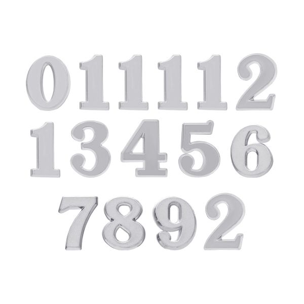Цифры арабские для часов, высота 25 мм, пластик (ZB-10055 серебро)