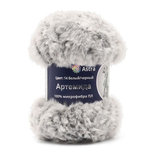 Пряжа Astra Premium (Астра Премиум) Артемида / уп.3 мот. по 100 г, 60 м, 14 бело-черный