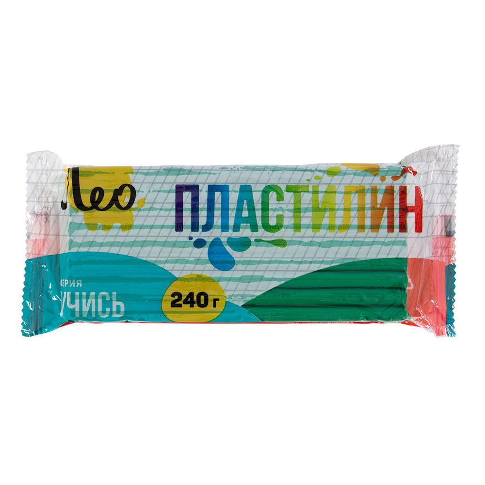 Пластилин классический, 240 г, 5 шт одного цвета, зеленый, Лео LNMC-240