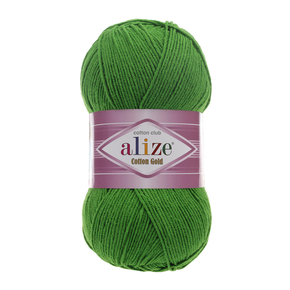 Пряжа Alize (Ализе) Cotton Gold / уп.5 мот. по 100 г, 330м, 126 зеленая трава A