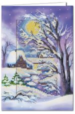 Набор для вышивания нитками Panna, Открытка. Лунная ночь, 7,5х13,5 см