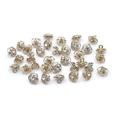 Пуговицы на ножке 16L (10мм) со стразом, металл (G золото), 36 шт, ME 625