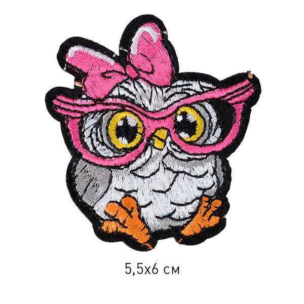 Термоаппликация 2207 Сова с бантиком 5.5х6см, уп.10 шт