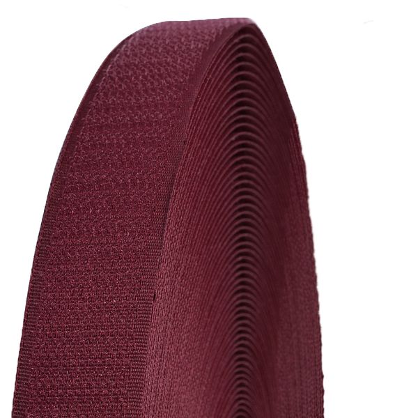 Лента контактная липучка (велкро) пришивная 50 мм / 25 метров, F179 т.бордо, КРЮЧОК, качество 