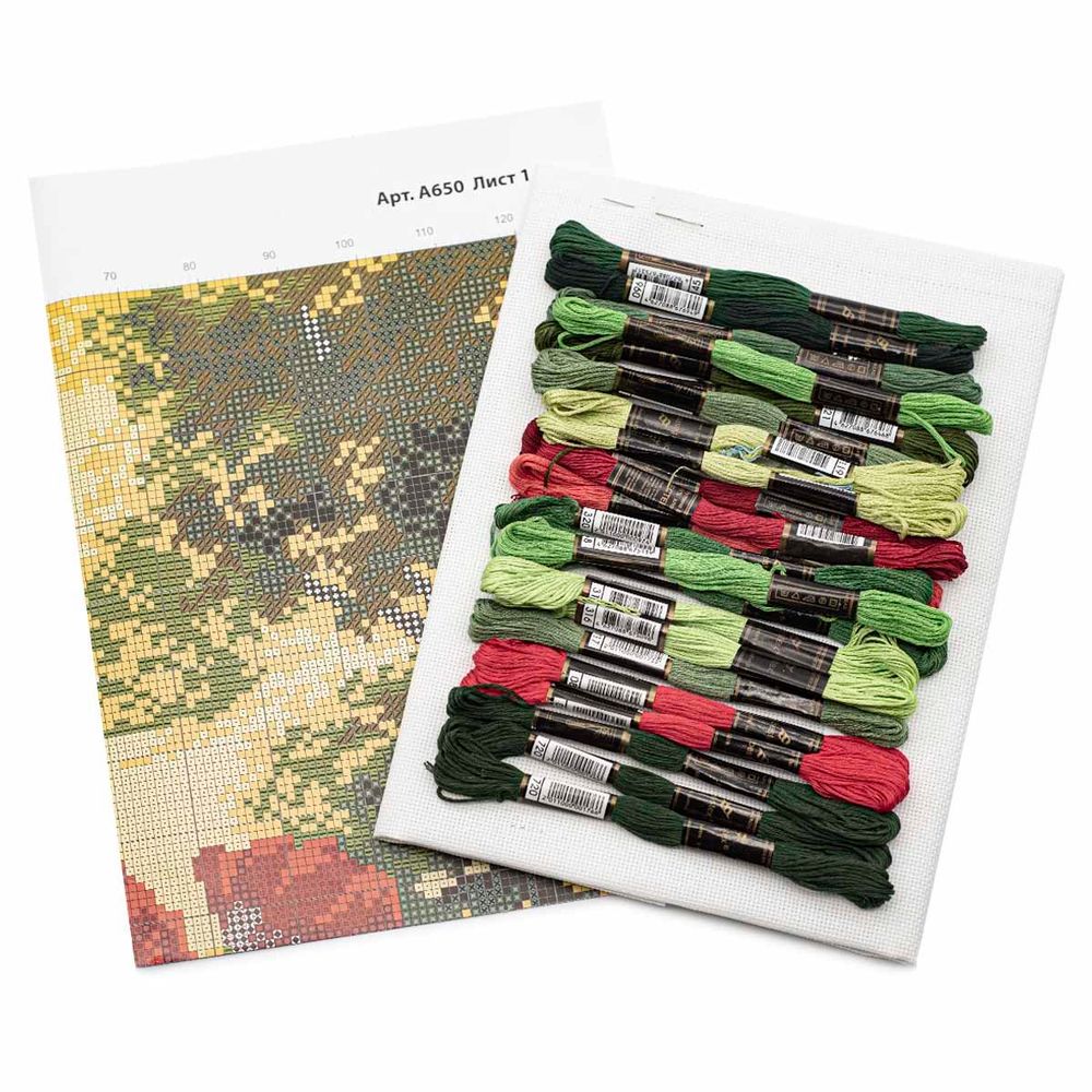 Набор для вышивания нитками Hobby&Pro, Лесные маки, 24х35 см