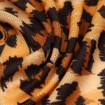 Сетка бельевая эластичная 120 г/м², шир.150 см / 1 метр, принт леопард, T-0896, цв.1 черный+оранжевый /T-0896.1/1/
