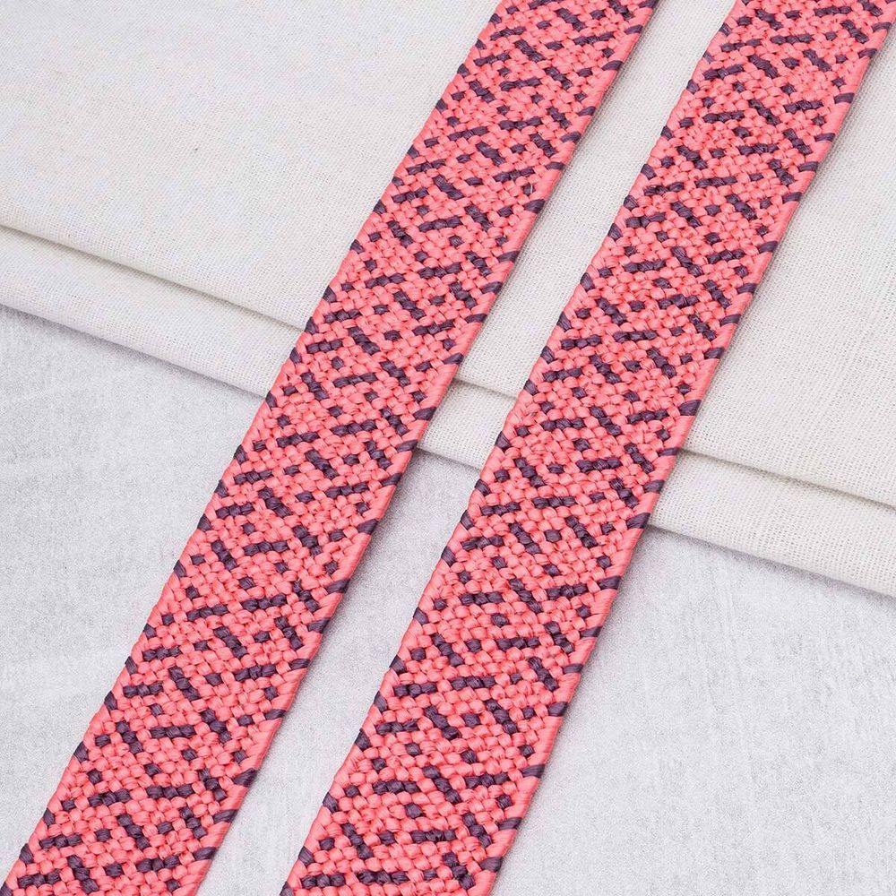 Стропа (ременная лента) 40 мм / 45.72 метра, [48.20 г/пог.м], с принтом эластичная, ZH837 красный/черный, 3Al294