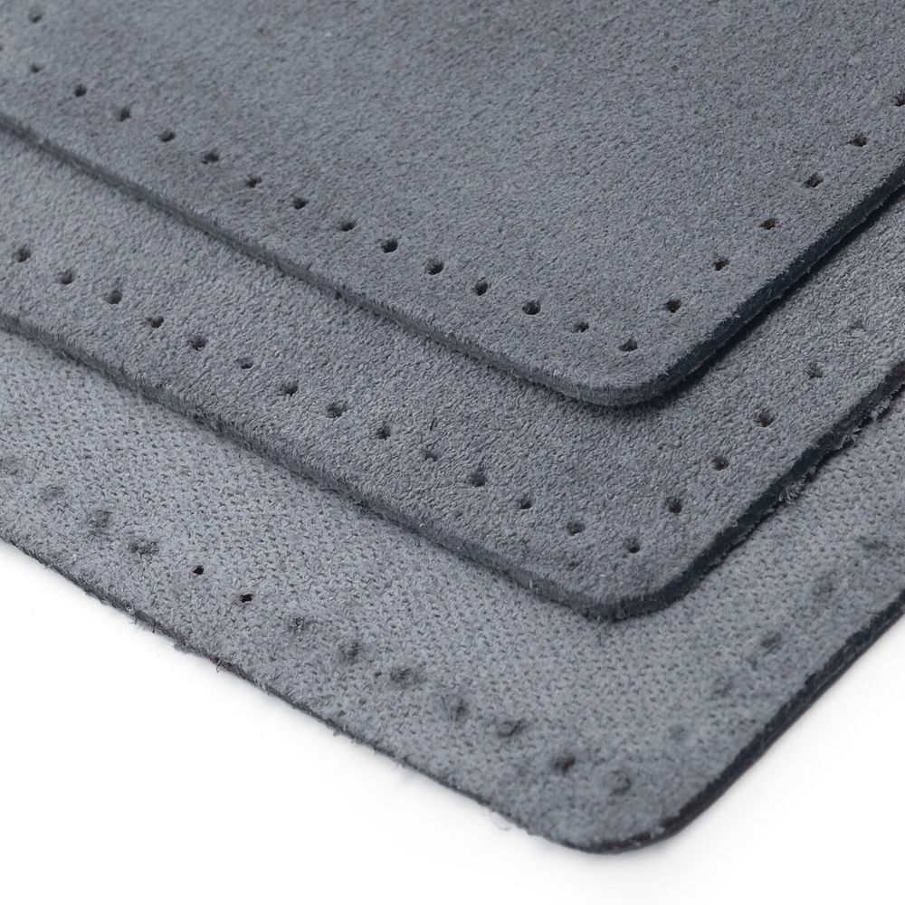 Набор заплаток пришив. из замши, прямоуг-к 4х6,4см, 6х9,6см, 8х12,7см, с перфорацией, 3 шт (26 серый), 59403