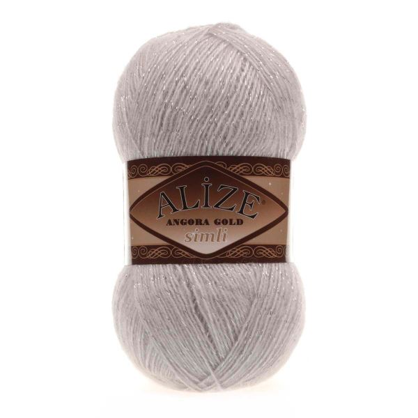 Пряжа Alize (Ализе) Angora Gold Simli / уп.5 мот. по 100 г, 500м, 168 белая зима A
