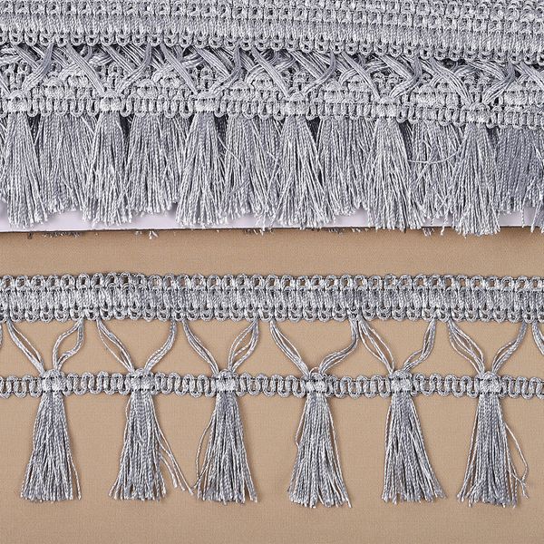 Бахрома отделочная 70.0 мм / 10 метров, с кисточками, 6154-0419, 6474 серебро