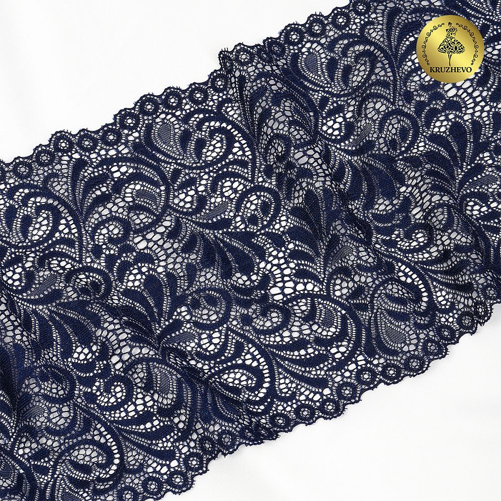 Кружево бельевое эластичное 180 мм / 3 метра, TBY 8012, цв.S919 синий сапфир