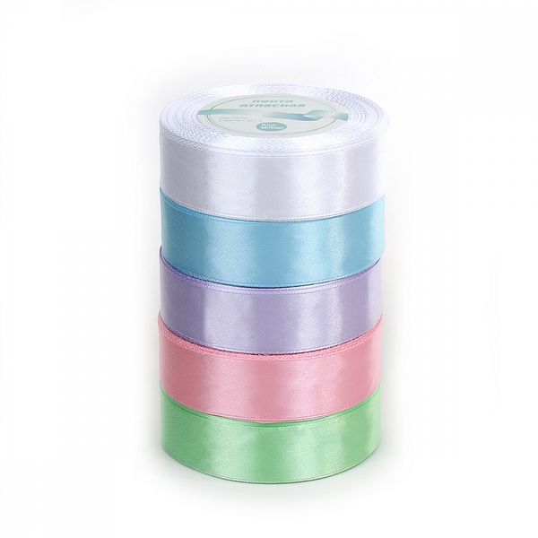 Лента атласная 1-сторонняя 25.0 мм / 5 шт по 22.5±1 метра, набор Пастель2, Magic4Hobby