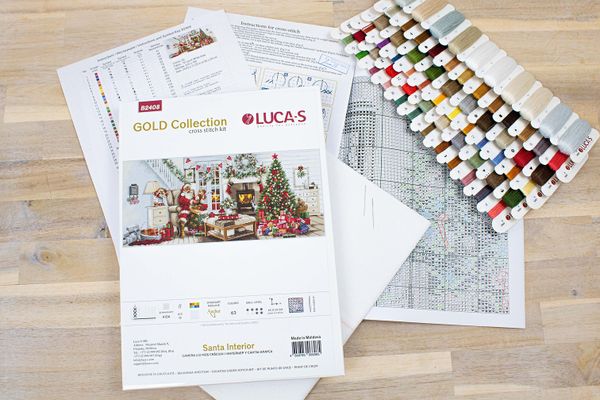 Набор для вышивания нитками Luca-S, Интерьер у Санты Клауса, 65х29 см