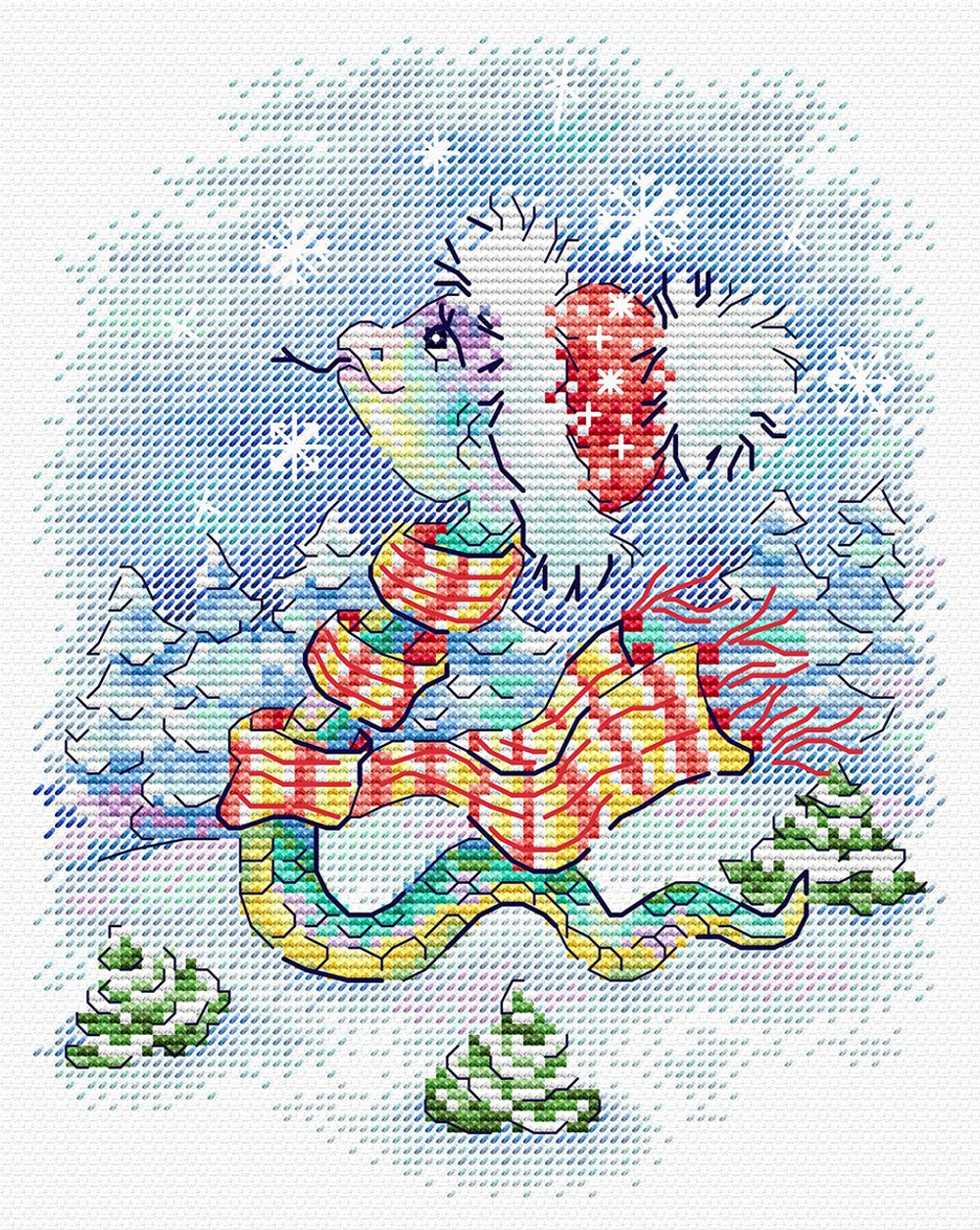 Набор для вышивания нитками МП Студия М-793, Снежная прогулка, 20х15 см