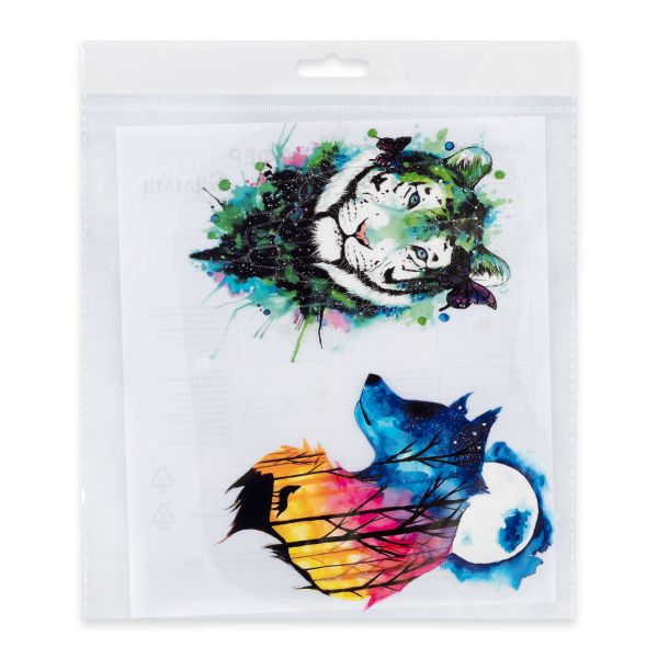 Термотрансфер 23.5х16.2 см, М-822 волк и тигр, микс, 1 шт, Gamma M №08