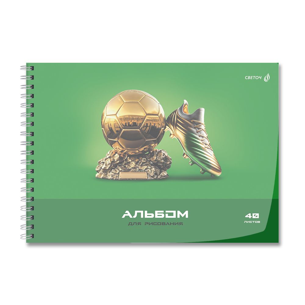 Альбом для рисования с пластик. обложкой 180 мкм, цветной титул лист 100 г/м², A4 29х20.5 см, 40 л. на гребне 5 шт, 01543 Дорога к победе, Светоч А207