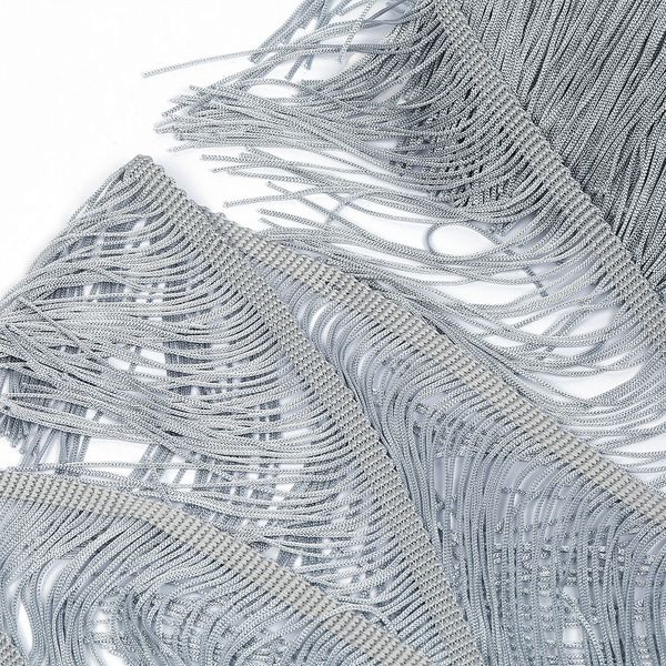 Бахрома отделочная широкая 150.0 мм / 4.5 метра, цв.серебро