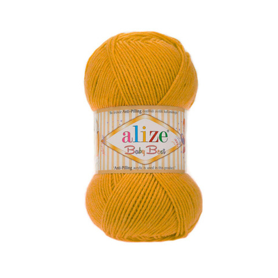 Пряжа Alize (Ализе) Baby Best / уп.5 мот. по 100 г, 240м, 281 желтый A