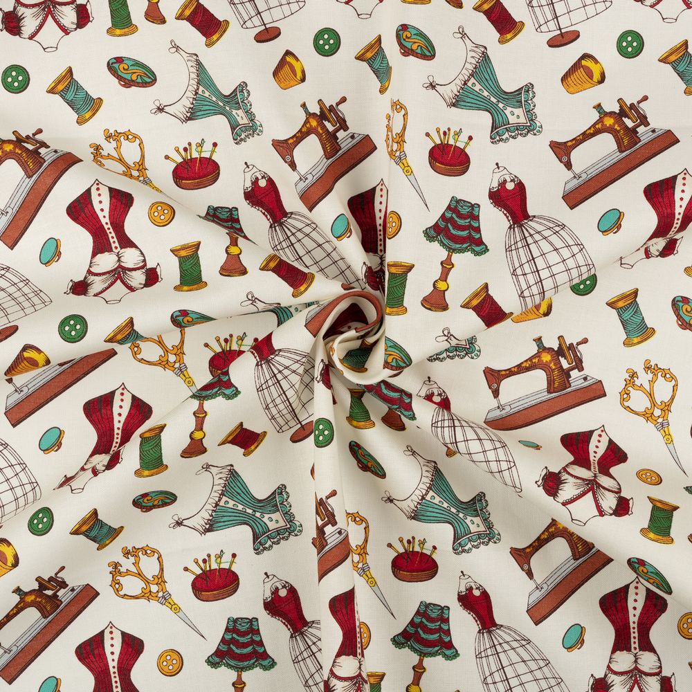 Ткань для пэчворка Peppy Век моды, рулон 112 см / 5 метров, ВМ-15 бежевый, Peppy