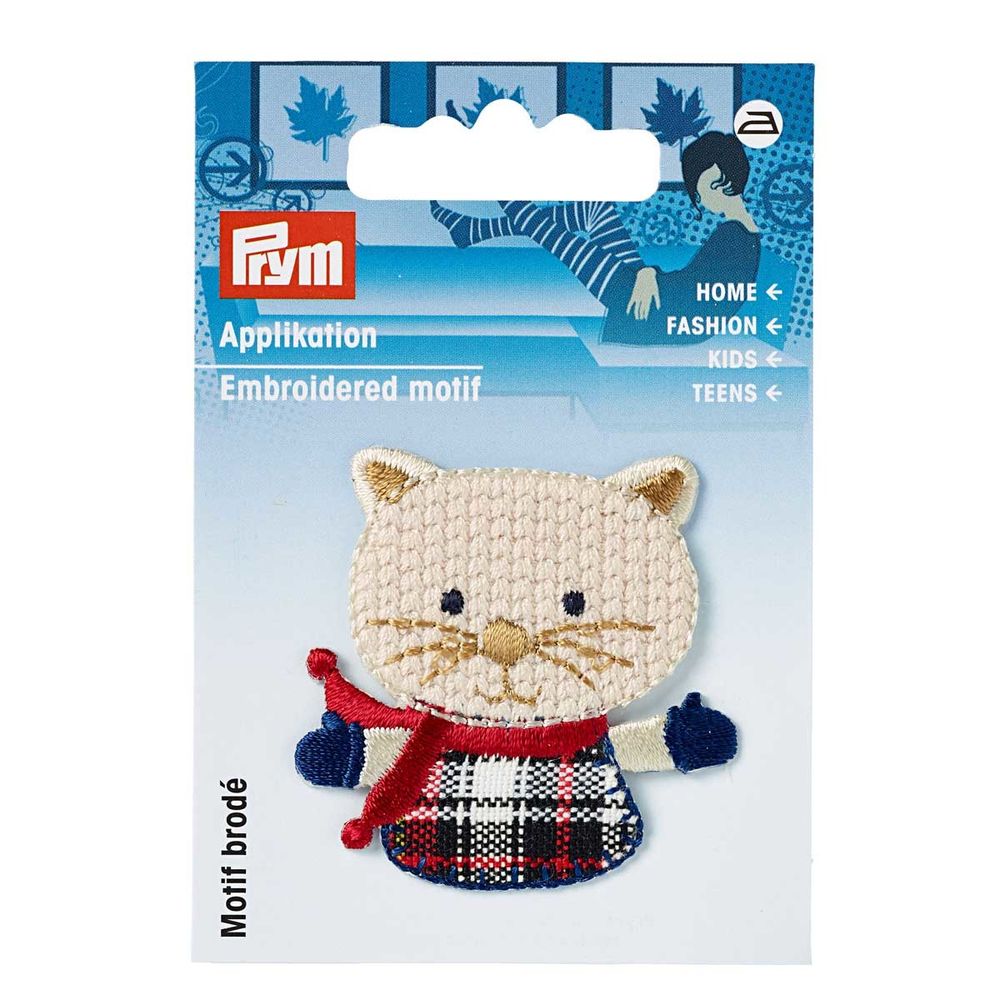 Термоаппликация "Киса", бежевый/в клетку, Prym