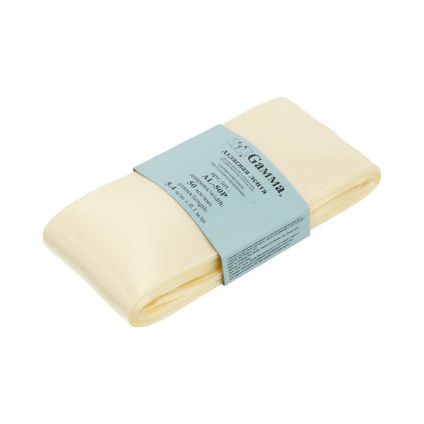 Лента атласная 1-сторонняя 50.0 мм / 5 шт по 5.4 метра, №008 кремовый, Gamma AL-50P