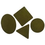 Набор заплаток пришивных из замши, круг, квадрат, треугольник, овал 8см, с перфорацией, 4 шт (33 хаки), 59743