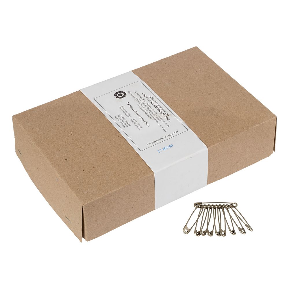 Булавки английские №4 (1-55) 1000 шт (100х10 шт), белый металл, Gamma 1-55 С-61