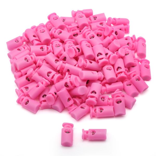 Фиксатор (зажим) для шнура пластик 1 отв., ⌀4.5 мм, 19х9 мм, цилиндр, ПП, розовый, 100 шт