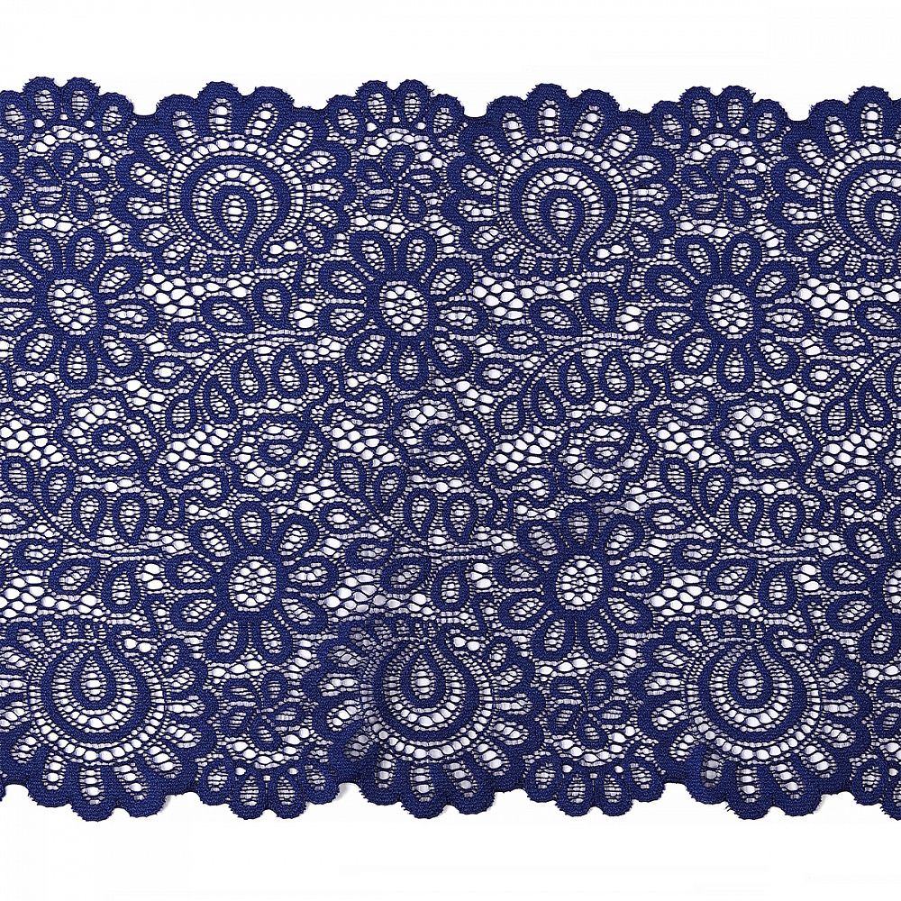 Кружево бельевое эластичное 205 мм / 25 м, TBY.YSTL00839, цв.L1832 синий, Kruzhevo