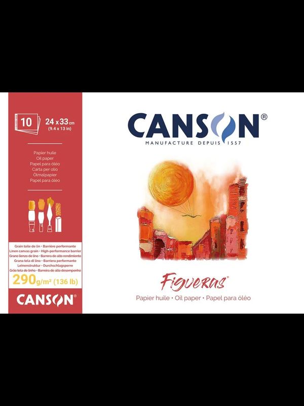 Альбом для масла и акрила Figueras 290 г/м², A4+ 24х33 см, склейка с одной стороны в полиэтиленовой пленке 10 л, белый, Canson, C200857221