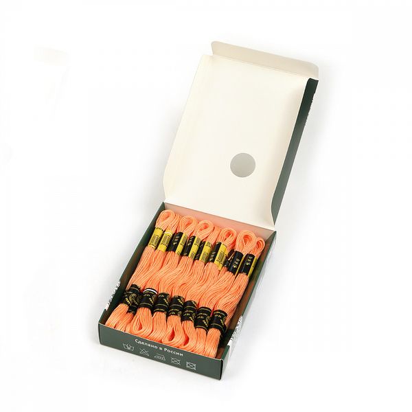 Мулине ПНК им.Кирова цв.7402 ярк.персиковый, 24 мотка по 8 метров