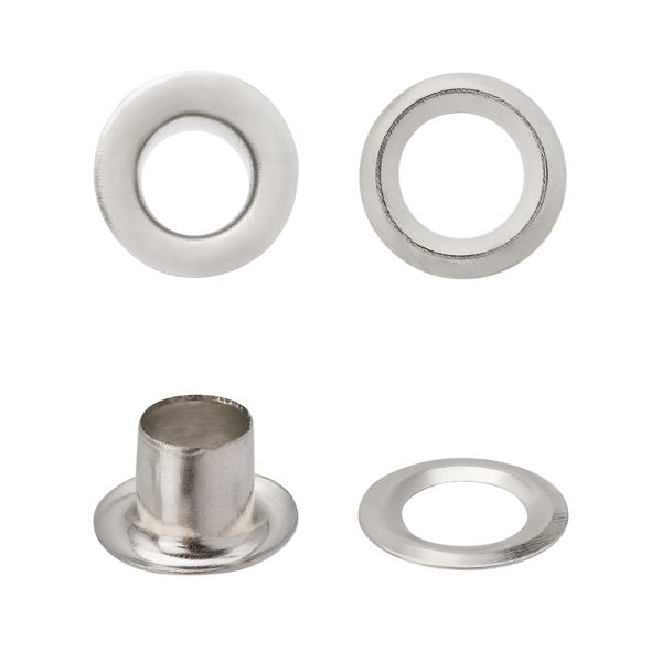 Люверсы металл ⌀4.4 мм (внутр.), h5.42 мм, №2, металл, никель, уп≈100 шт