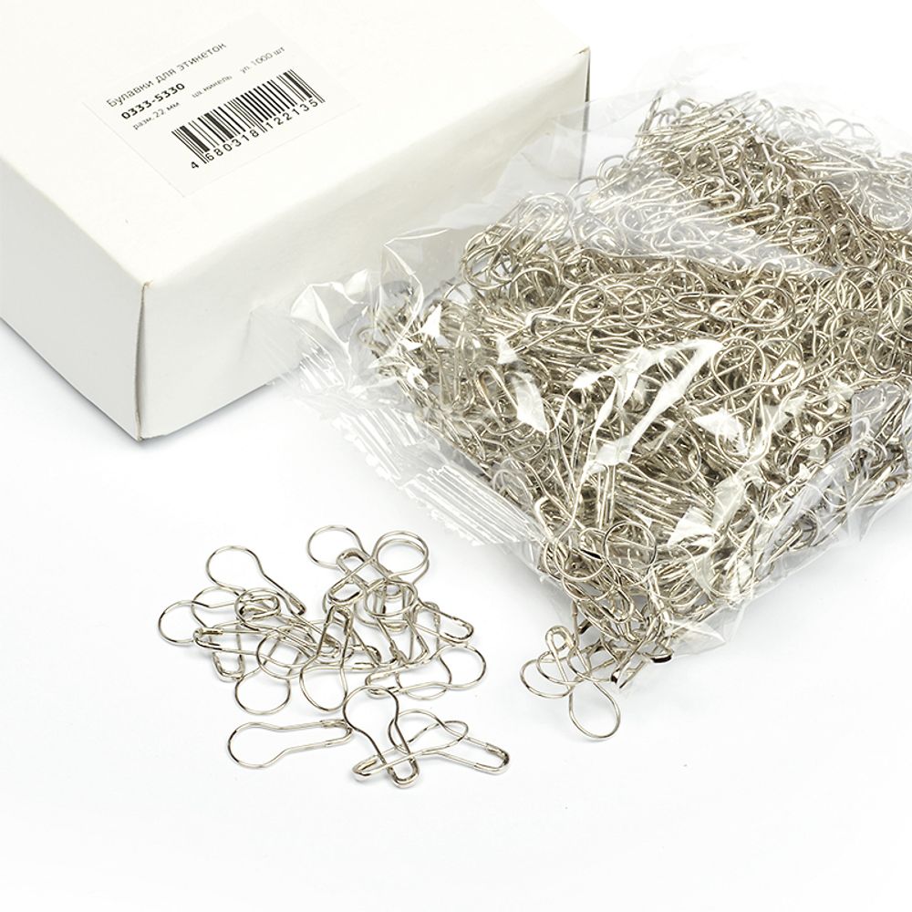 Булавки для этикеток 22мм, цв.никель, уп.1000 шт