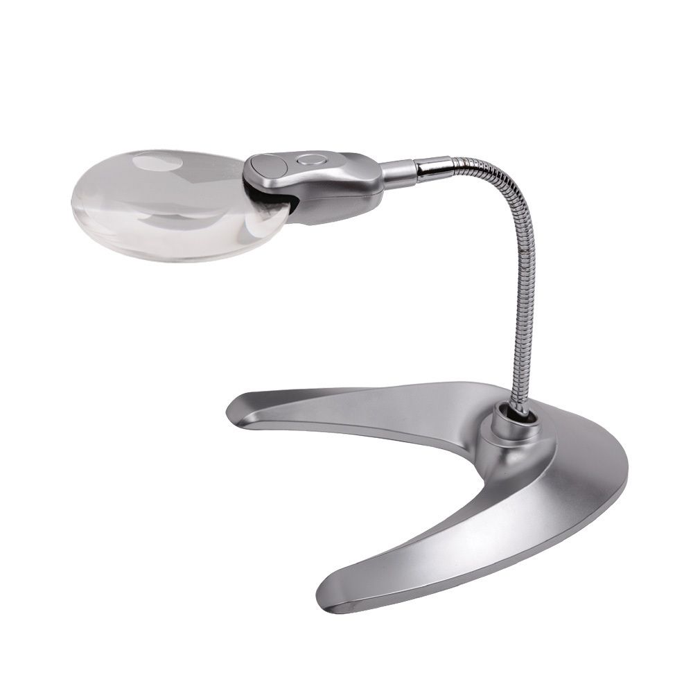 Лупа настольная с подсветкой ⌀9 см (ув.х2.5) + ⌀2 см (ув.х4.5), Ferstel FR-04