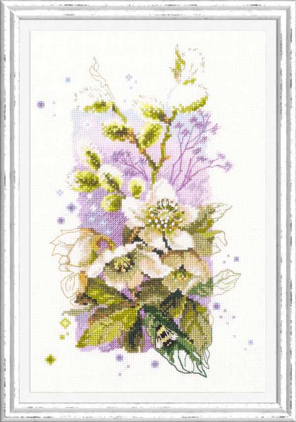 Набор для вышивания нитками Чудесная игла, Морозник 14х23 см