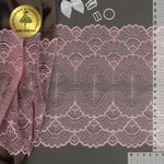 Кружево эластичное (стрейч) 8034 195мм цв.F134 розовый, 10 м, Kruzhevo