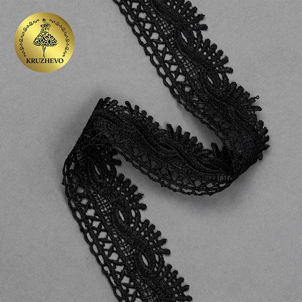 Кружево гипюр (плетёное) 40 мм, TR.16GB2005, 2 черный, 9м, Kruzhevo