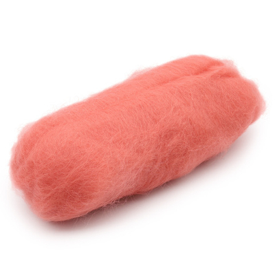 Шерсть для валяния Кардочес 100% п/тонк.шерсть, 100 гр. Камтекс (126 коралл яркий)