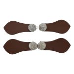 Фурнитура застежка для кардигана кожаная №6 коричневая 21,5 (никель), 2 шт