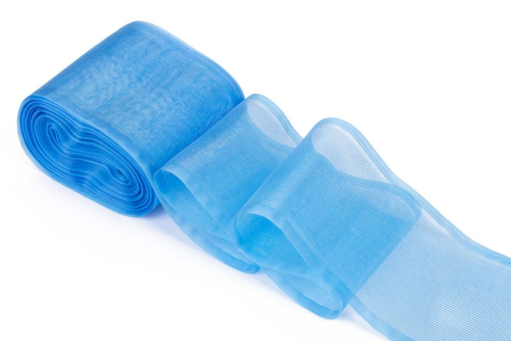 Лента капроновая (органза) для бантов 75-80.0 мм / 25±1 метров, голубой, Gamma С 3622, Gamma С 3622