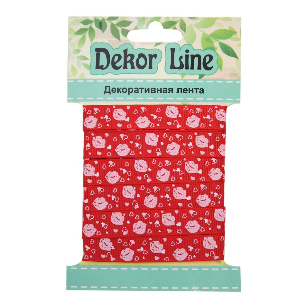 Лента репсовая (в рубчик) Губки, 10мм / 3м (красный)