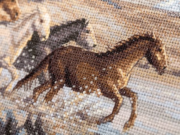 Набор для вышивания нитками Panna, Золотая серия, Бегущие по волнам, 38х30.5 см