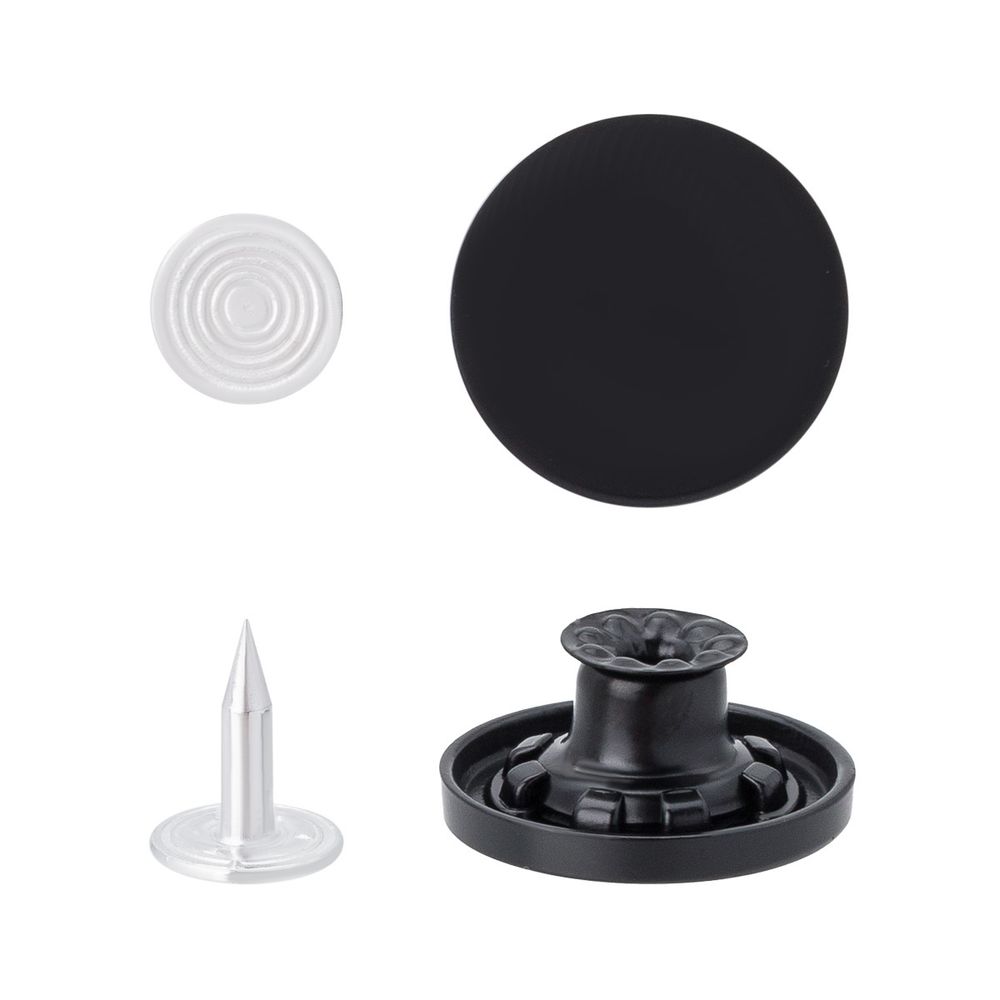 Пуговицы джинсовые ⌀18 мм, гладкие, черный матовый, ГРБ2222, 15 шт