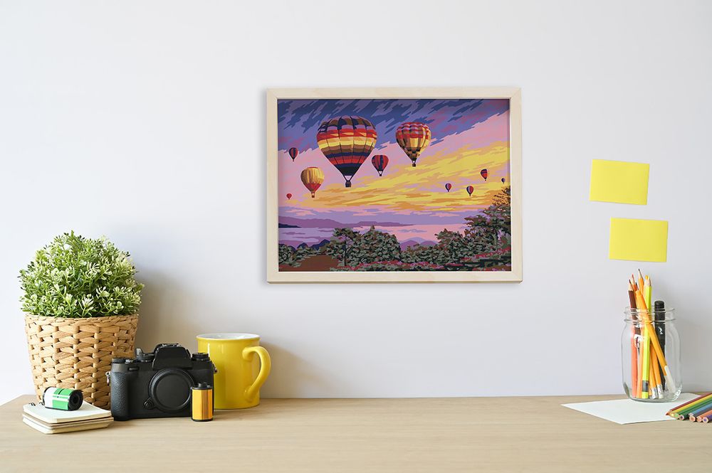 Картина по номерам Фрея, на картоне Полёт воздушных шаров, 40х30 см