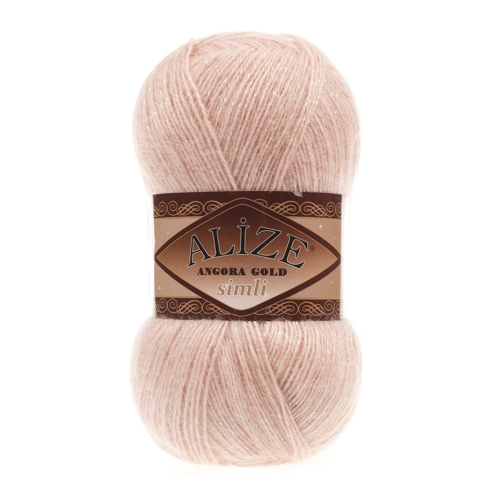 Пряжа Alize (Ализе) Angora Gold Simli / уп.5 мот. по 100 г, 500м, 404 шампань A