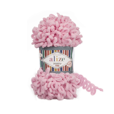 Пряжа Alize (Ализе) Puffy Fine / уп.5 мот. по 100 г, 14м, 638 розовый пион A