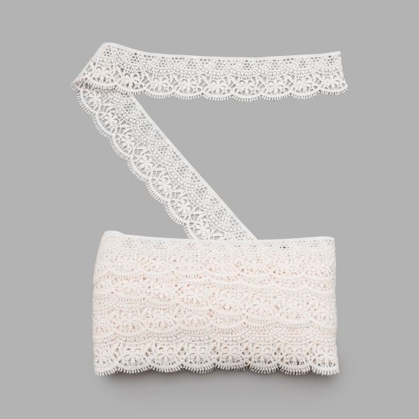 Кружево гипюр (плетёное) 45 мм / 9.14 метров, матовое 571 молочный