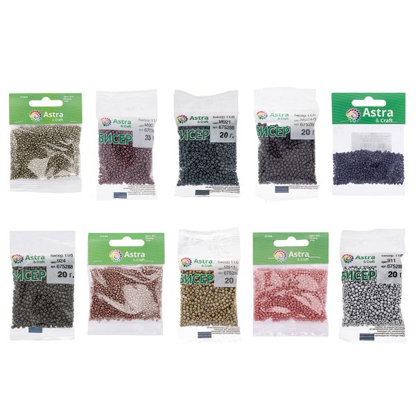 Набор бисера 11/0 ассорти №2 в тубе, 10 цветов, Astra&Craft