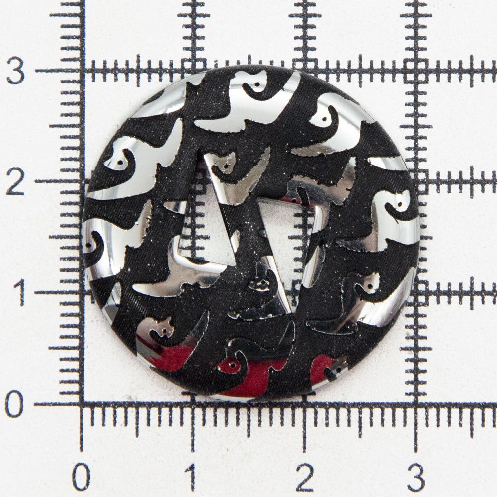 Пуговицы на ножке пальтовые, черный/серебро, 48L (черный), 24 шт